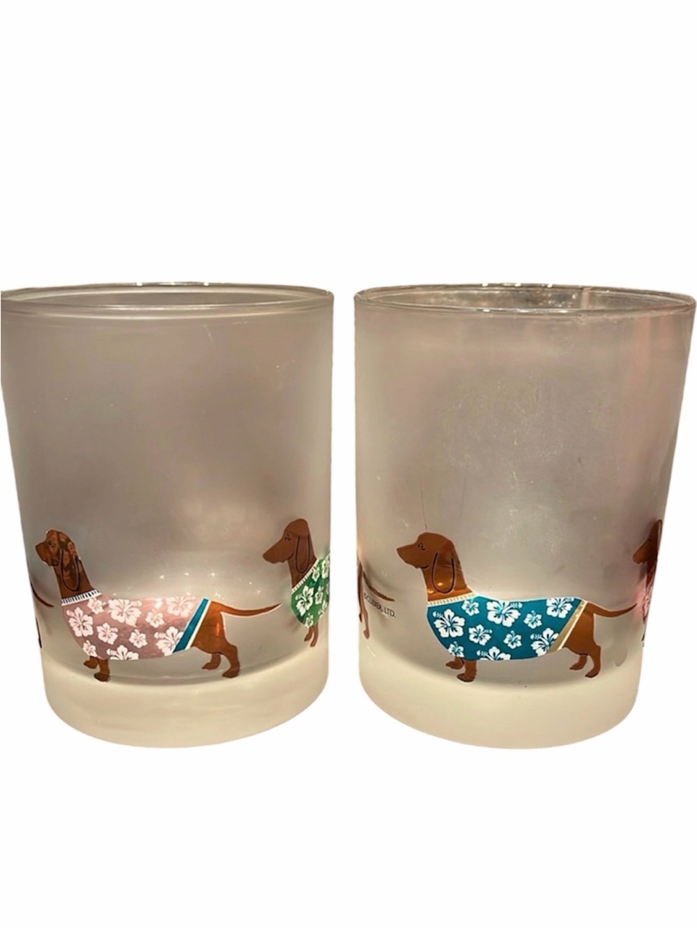 (4) Dachshund Theme Low Ball Rocks Glasses Bar Shed Shed Man Cave Hawaiian Shirt